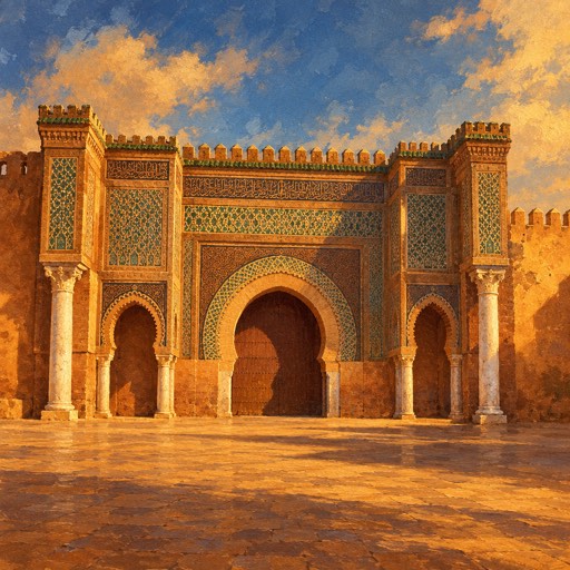 Carte peinte : la grande porte de Meknès